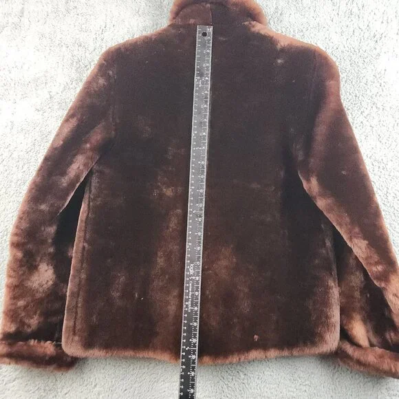 Vintage 60's Faux Fur Coat Women's Burgundy Red SM/Med Lined Mouton Beautiful - Picture 8 of 10